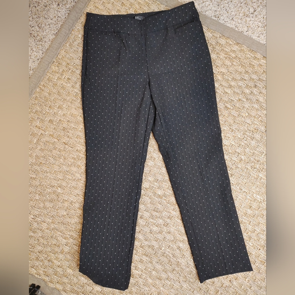 Kim Rogers Printed Millennium Pull-on Straight Leg Pant Pocket, Black 12S